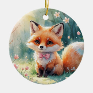 A Cute fox Ceramic Ornament
