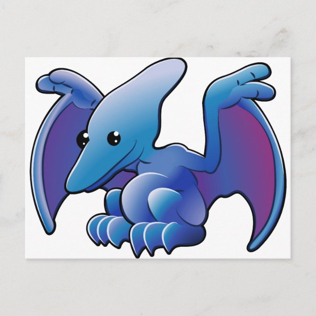 A cute friendly dinosaur pterodactyl or pteranodon postcard (Front)