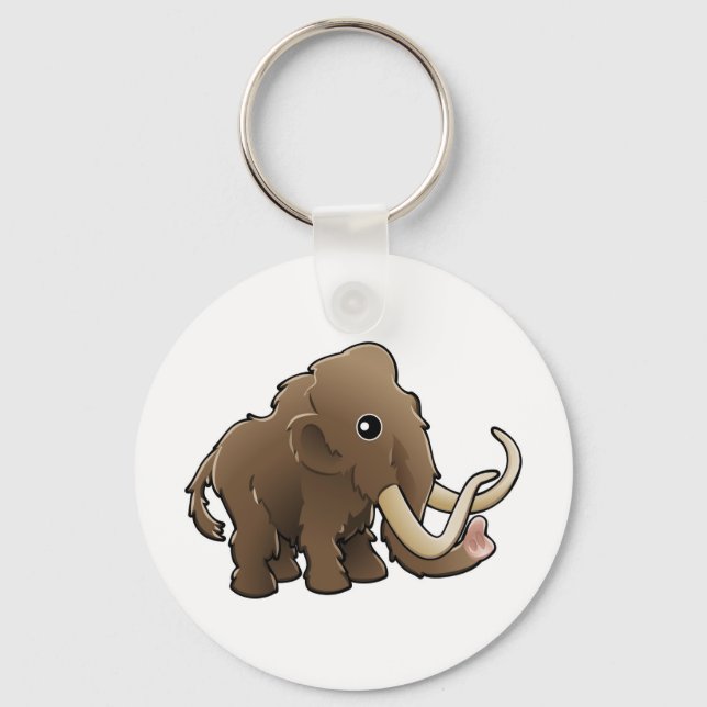 A cute friendly woolly mammoth key ring (Front)