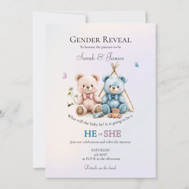 A Cute Gender Reveal Party Invitation (Front)
