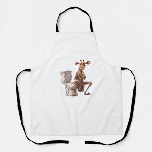 A Cute Giraffe In Pyjamas Sitting On A Toilet Apron