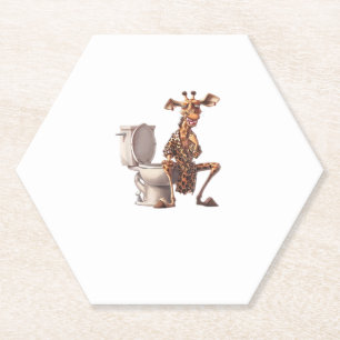 A Cute Giraffe In Pyjamas Sitting On A Toilet Paper Coaster