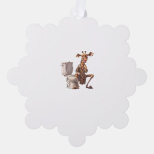 A Cute Giraffe In Pyjamas Sitting On A Toilet Tree Decoration Card