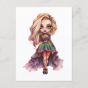 A Cute Girl Halloween Design Collection 11 Postcard