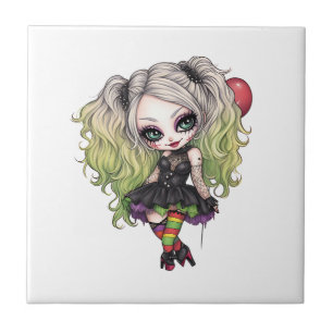 A Cute Girl Halloween Design Collection 15 Ceramic Tile