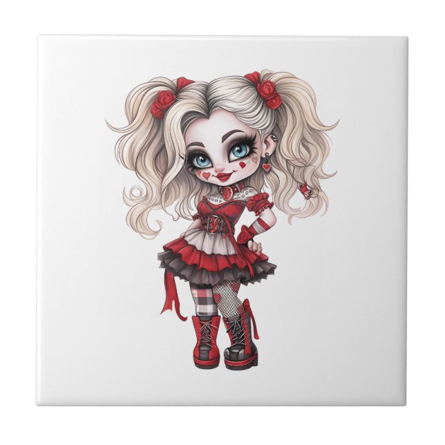 A Cute Girl Halloween Design Collection 17 Ceramic Tile (Front)