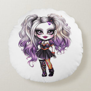 A Cute Girl Halloween Design Collection 18 Round Cushion