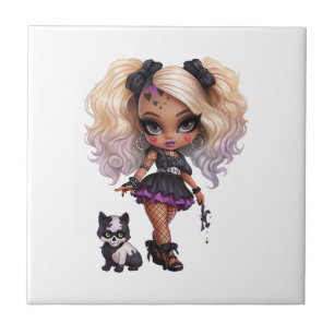 A Cute Girl Halloween Design Collection 8 Ceramic Tile