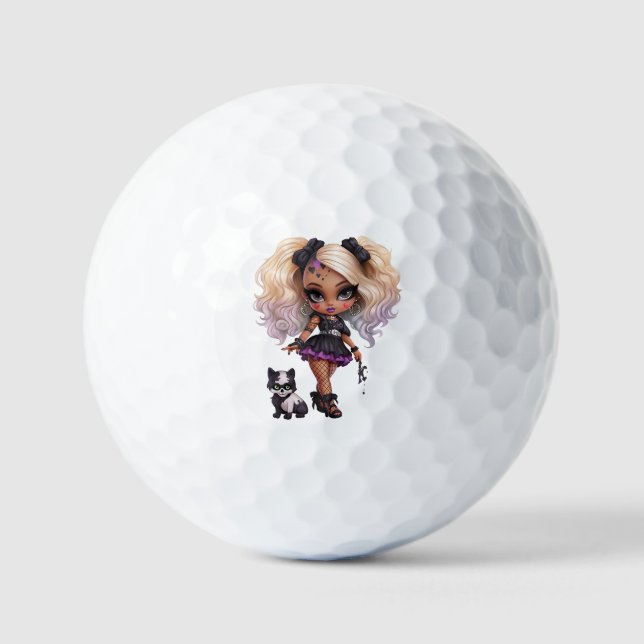 A Cute Girl Halloween Design Collection 8 Golf Balls (Front)