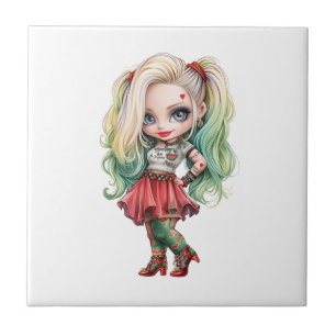 A Cute Girl Halloween Design Collection 9 Ceramic Tile