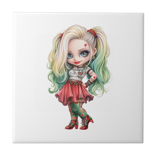 A Cute Girl Halloween Design Collection 9 Ceramic Tile (Front)