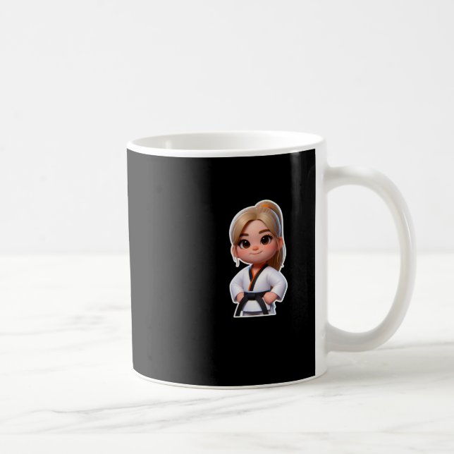 A Cute Girl In Taekwondo Sport Sticker  Coffee Mug (Right)