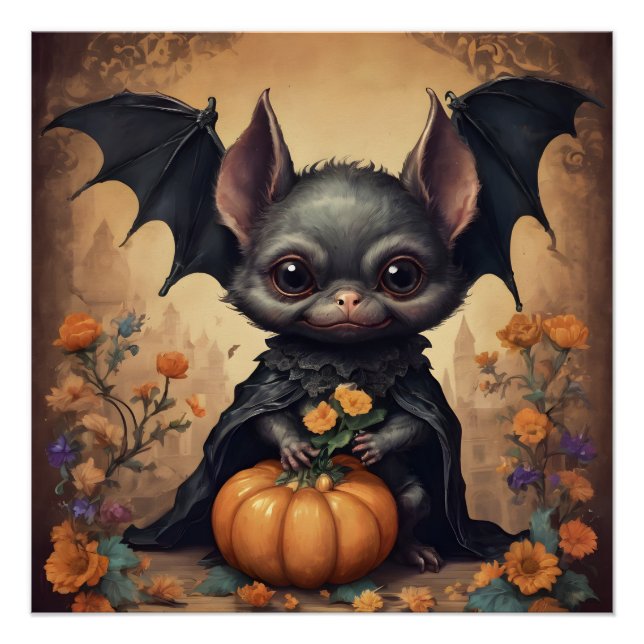A Cute Halloween Bat hb1 Glossy Poster (Front)