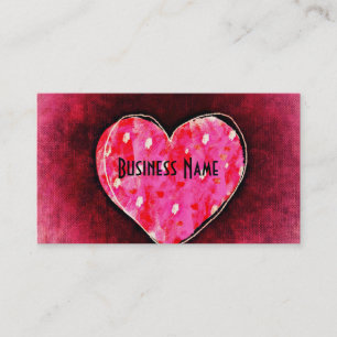 A Cute Hand Drawn Pink Heart on a Grunge Texture Business Card