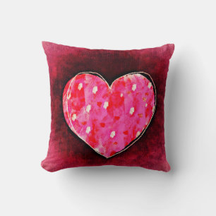 A  Cute Hand Drawn Pink Heart on a Grunge Texture Cushion