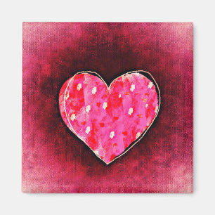 A Cute Hand Drawn Pink Heart on a Grunge Texture Magnet