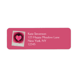 A  Cute Hand Drawn Pink Heart on a Grunge Texture Return Address Label