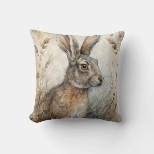 A Cute Hare in Forest Cushion