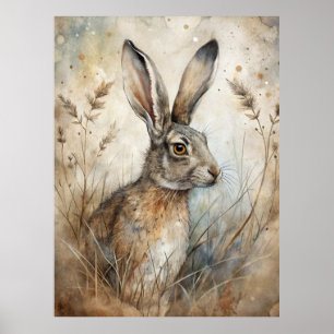 A Cute Hare in Forest Poster