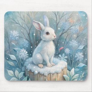 A Cute Hare in Winter Mouse Pad