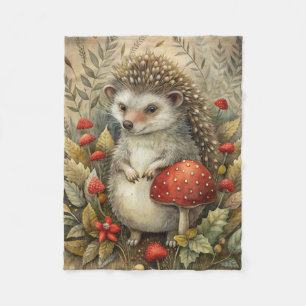 A Cute Hedgehog in Forest Fleece Blanket