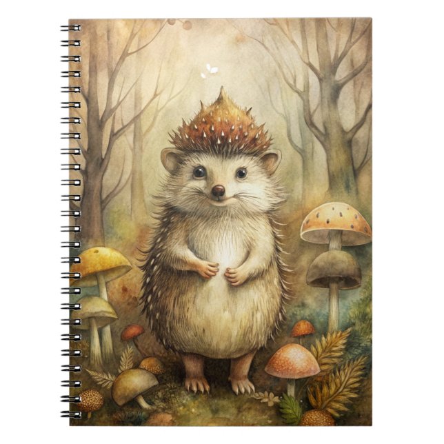 A Cute Hedgehog in Forest Notebook (Front)