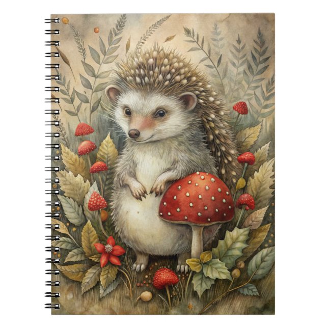 A Cute Hedgehog in Forest Notebook (Front)