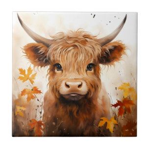 A Cute Highland Cow Series Design 1 Ceramic Tile