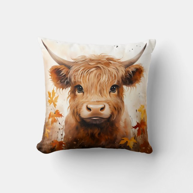 A Cute Highland Cow Series Design 1 Cushion (Front)