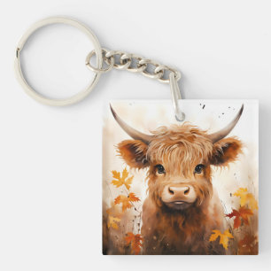 A Cute Highland Cow Series Design 1 Key Ring
