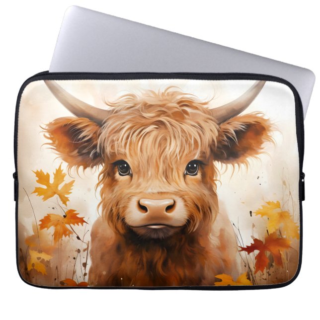 A Cute Highland Cow Series Design 1 Laptop Sleeve (Front)