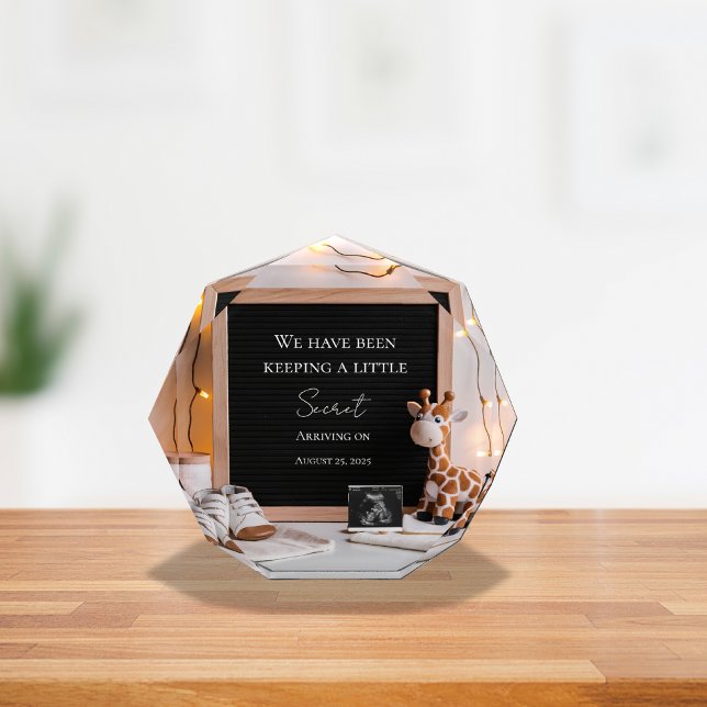 A cute joyful baby giraffe pregnancy announcement  photo block (Creator Uploaded)