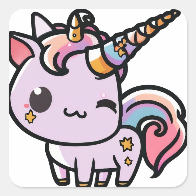 A cute kawaii unicorn sticker (Front)