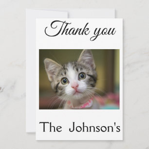 A cute kitten with green eyes thank you card
