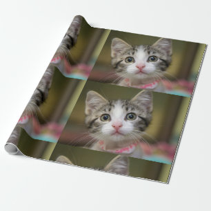 A cute kitten with green eyes wrapping paper
