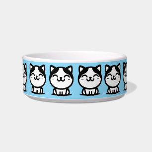 A Cute Light Blue Cats Bowl