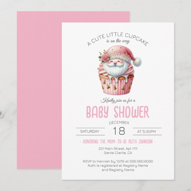 A Cute Little Cupcake Is On The Way Baby Shower Invitation (Front/Back)