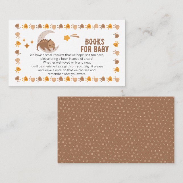 A Cute Little Dinosaur Baby Shower Books for Baby Enclosure Card (Front/Back)