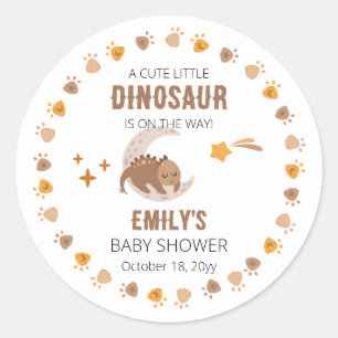 A Cute Little Dinosaur Is On The Way Baby Shower  Classic Round Sticker