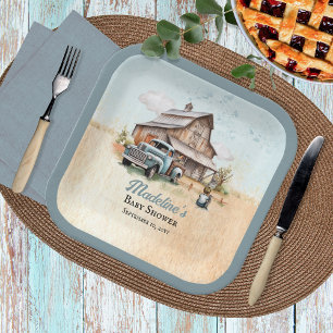 A Cute Little Farmer Baby Shower Paper Plate