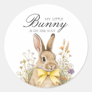 A cute little Floral Bunny Yellow Bow Baby Shower Classic Round Sticker