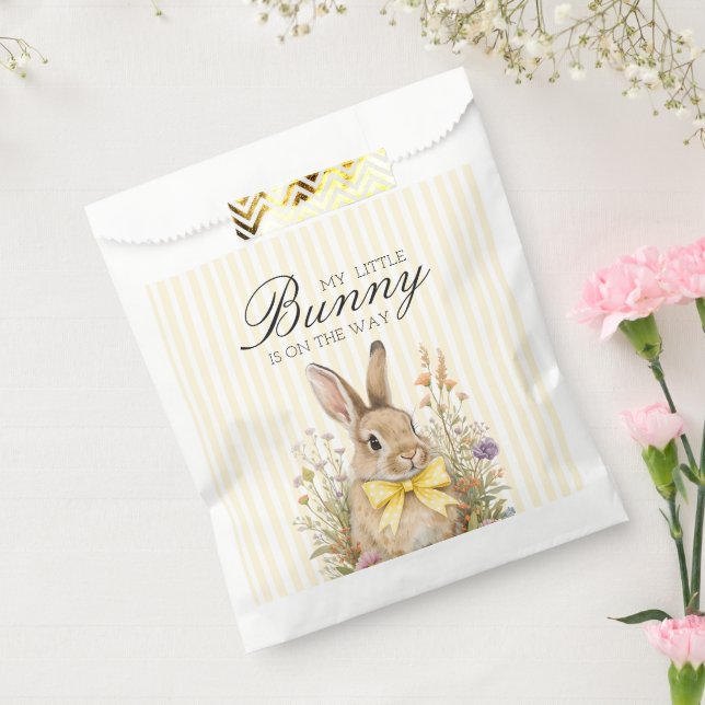 A cute little Floral Bunny Yellow Bow Baby Shower  Favour Bag (Sealed)