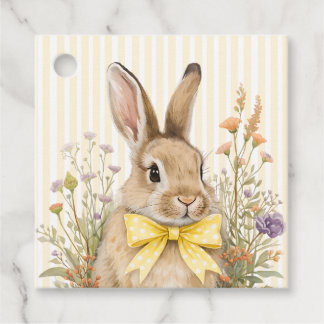 A cute little Floral Bunny Yellow Bow Baby Shower  Favour Tags