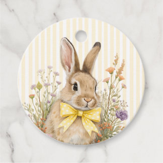 A cute little Floral Bunny Yellow Bow Baby Shower  Favour Tags