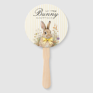 A cute little Floral Bunny Yellow Bow Baby Shower  Hand Fan
