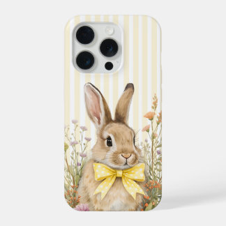 A cute little Floral Bunny Yellow Bow Baby Shower iPhone 15 Pro Case