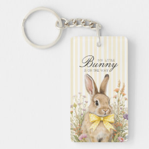 A cute little Floral Bunny Yellow Bow Baby Shower  Key Ring