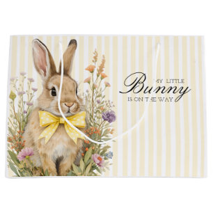A cute little Floral Bunny Yellow Bow Baby Shower Large Gift Bag