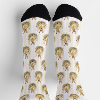 A cute little Floral Bunny Yellow Bow Baby Shower Socks