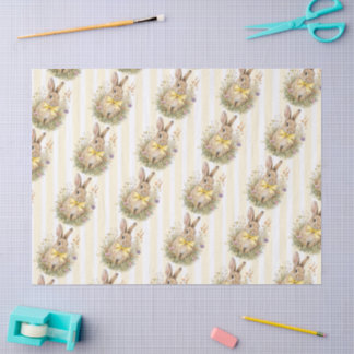 A cute little Floral Bunny Yellow Bow Baby Shower Tissue Paper